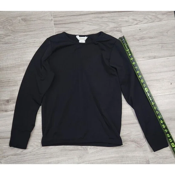 Natural Reflections Black Long Sleeve Top Womens L Stretch Basic Crew Neck - Picture 6 of 7